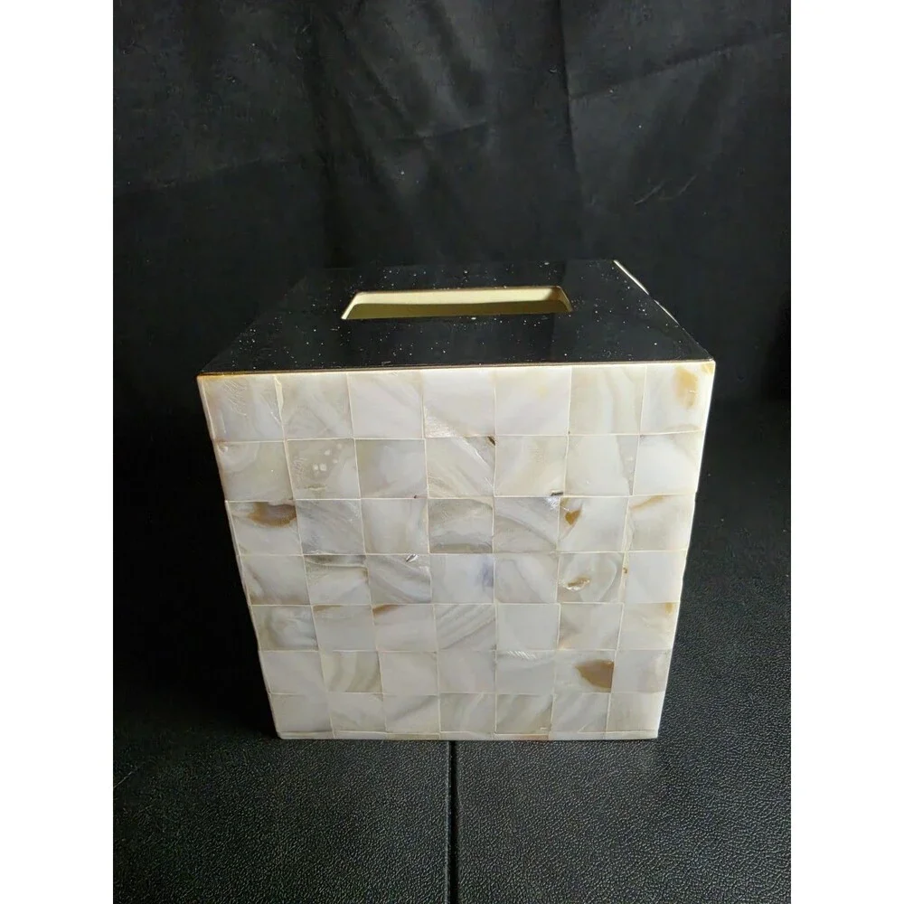Fieldcrest Luxury Mother of Pearl Mosaic Tissue Box Cover 2005 Target Vintage